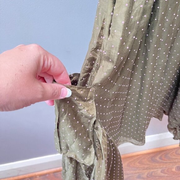Walter Olive Green‎ Silk Blend Polka Dot Sundress- Size S - Picture 2 of 7